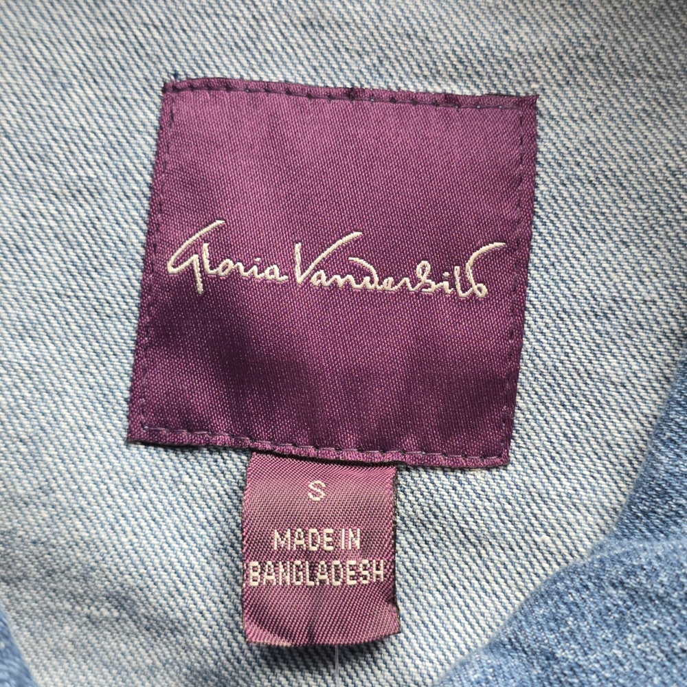 Gloria Vanderbilt Oversized Trucker Denim Jacket S Blue NWT Belted - Picture 4 of 9